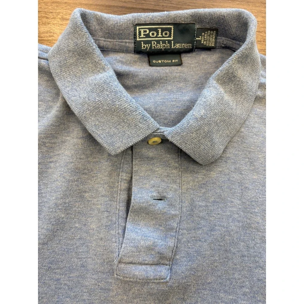 Polo‎ Ralph Lauren Custom Fit Polo Shirt Blue Short Sleeve Men's Large